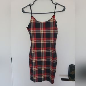 Shein Red Black and Cream Plaid Dress